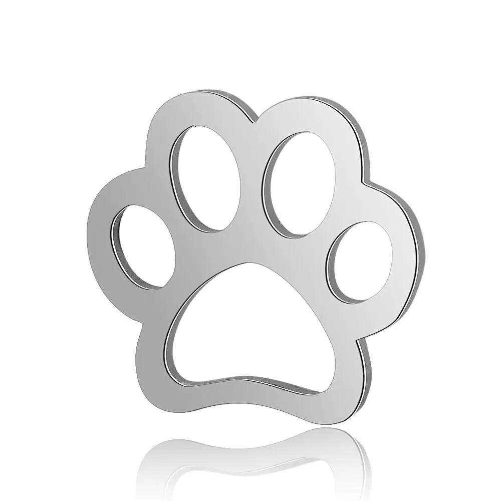 10pcs/Lot Stainless Steel Cute Dog\'s Paw Charms DIY Connectors Making Bracelet Necklace Accessories 11*12mm