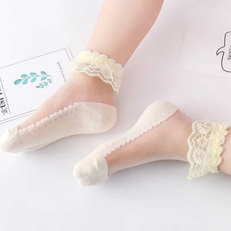 New Summer Baby Girls Kids Mesh Socks Fashion Lace Ruffle Frilly Ankle Short Sock Breathable Princess Children Girl Dance Socken