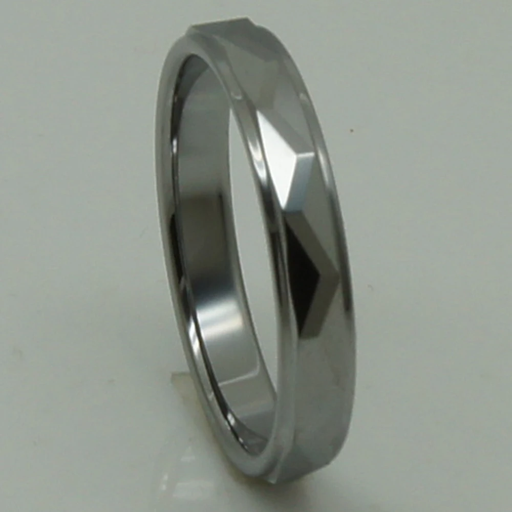 lady 3.5mm cubic geometrical facet  silver grey hi-tech scratch proof wedding tungsten ring 1pc