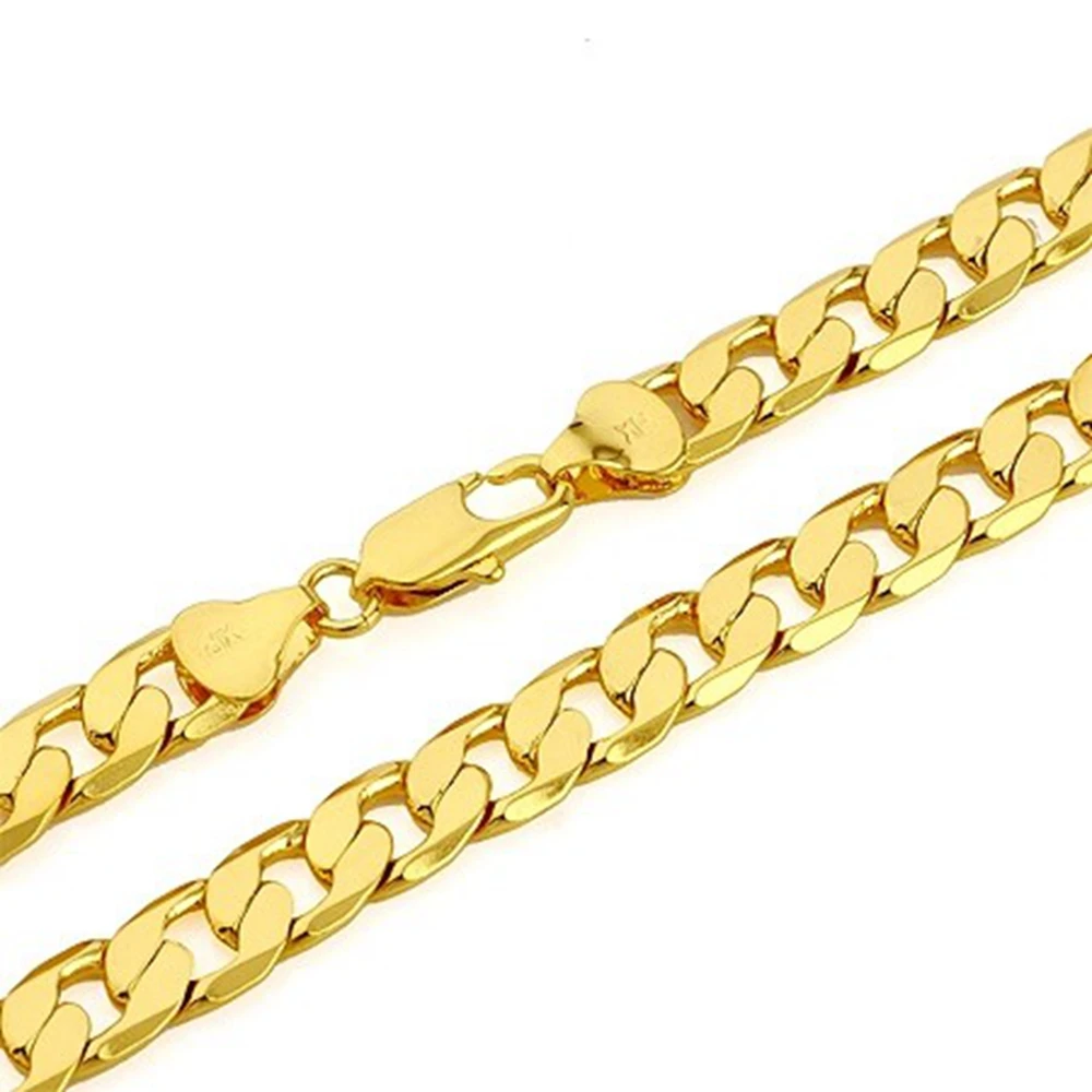 

thick Yellow Gold Filled Solid Cuban Curb Chain Mens Necklace 23.6 Inch 10mm