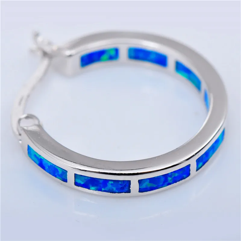 Luxury Female Big Round Circle Hoop Earrings Fashion Green White Blue Opal Earrings For Women Bride Cute Wedding Jewelry