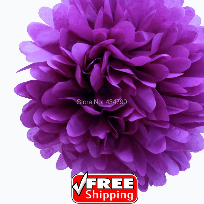 

20pcs 8"(20cm) Purple Tissue Paper Pom Poms Shower-Wedding Paper Flowers Balls,Decorative Party Home Nursery-Choose Your Colors