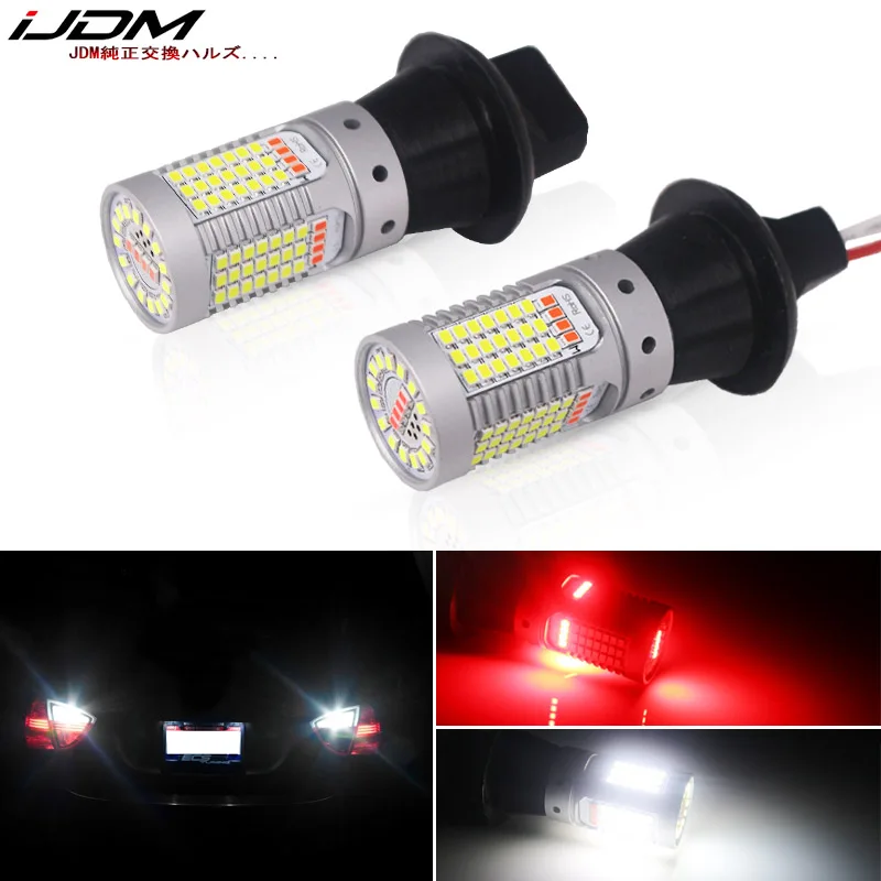 iJDM Car T20 LED White/Red Dual-Color Canbus W21W 7440 3156 1156  P21W led Bulbs For car Backup Reverse Lights & Rear Fog Lamp