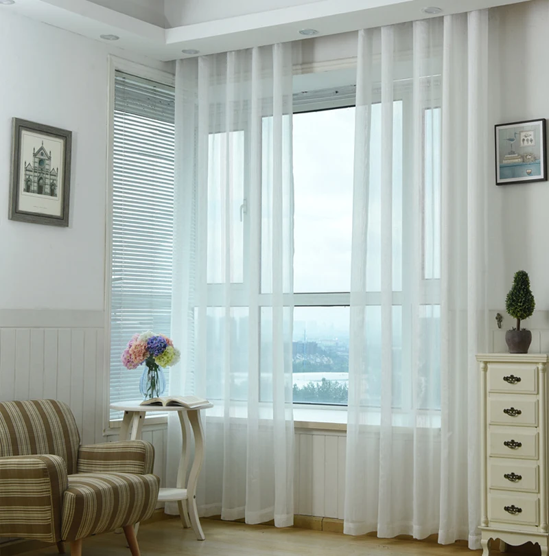 Sungshida  Exquisite Quality Eco-friendly Readymade White All-match Curtain linen Yarns Window Screens Tulles Can Customize Size