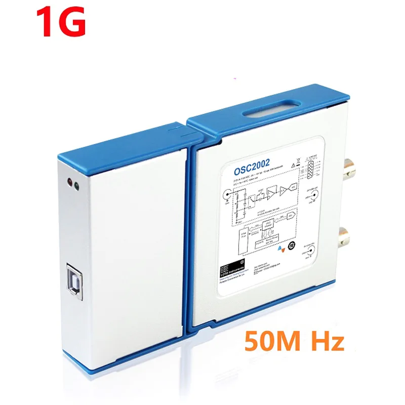 Dual channel Virtual oscilloscope USB PC oscilloscope OSC2002 1G sampling 50M bandwidth than 1008C 6022BE