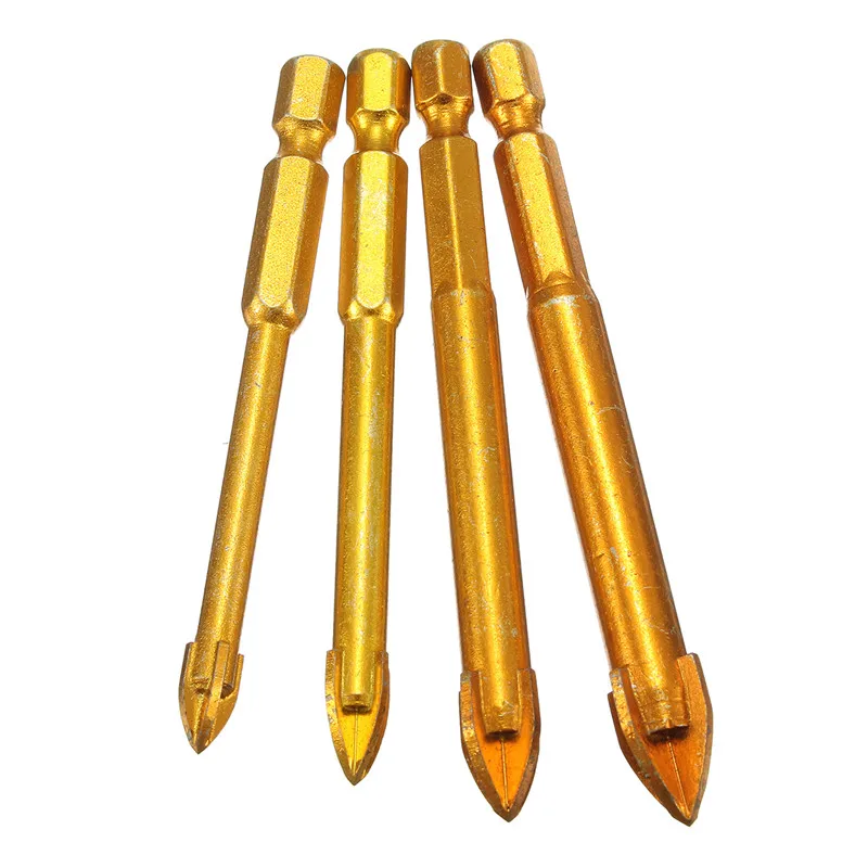 1PC Titanium Tungsten Carbide Tile Glass Cross Spear Head Drill Bits For Masonry Drilling Durable 6/8/10/12mm