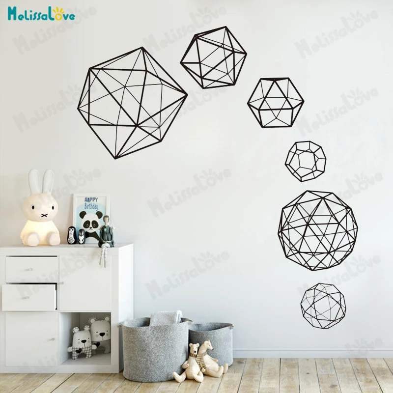 Cool European Geometry 3d Stereo Wall Stickers Living Room Bedroom Home Decoration Self-adhesive Vinyl Decals Art Murals YT515