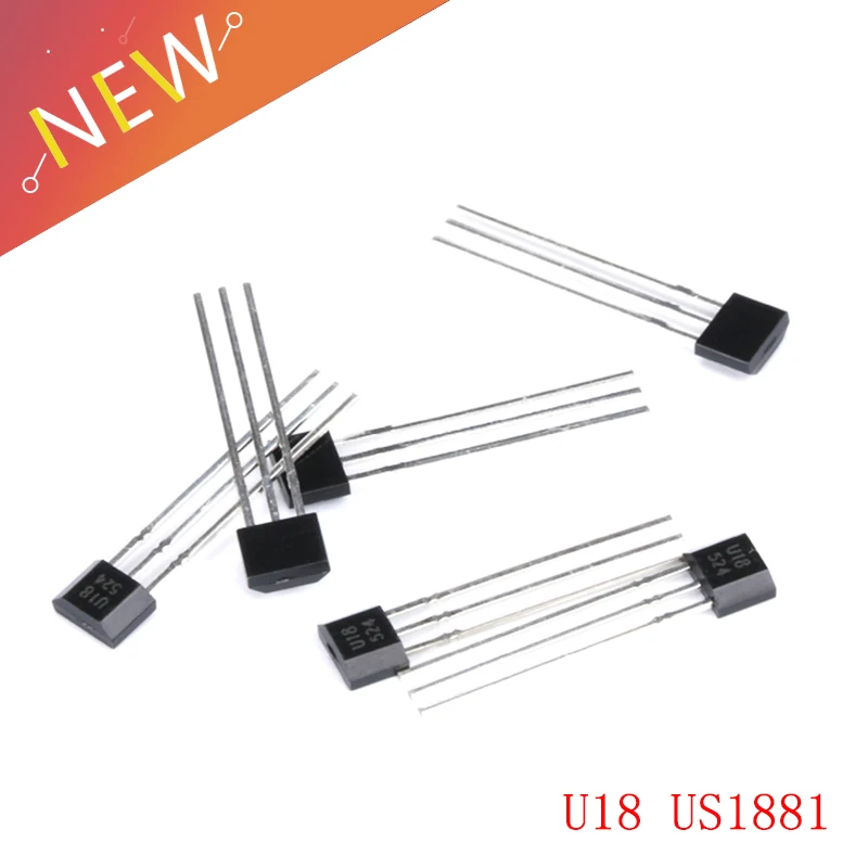 10pcs U18 US1881 TO-92 OH188 1881 U18 TO92 Hall Effect Sensor Magnetic Detector Hall Sensor Motor