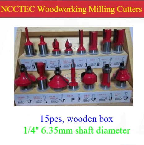 [15 pcs router bit set] woodworking milling cutters for wood router woodworking machine FREE shipping | YG8 carbide wooden box