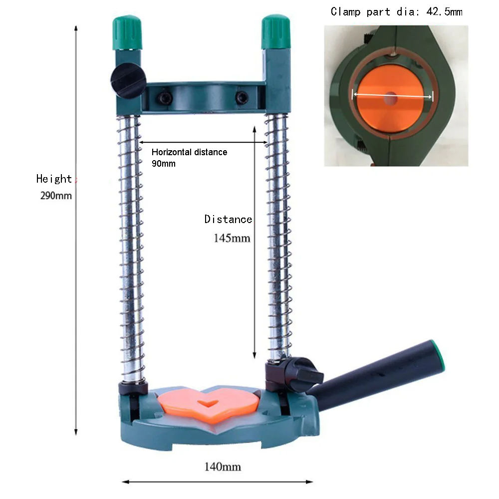 AMYAMY Precision Drill Guide Pipe Drill Holder Stand Drilling Guide with Adjustable Angle and Removeable Handle DIY tool