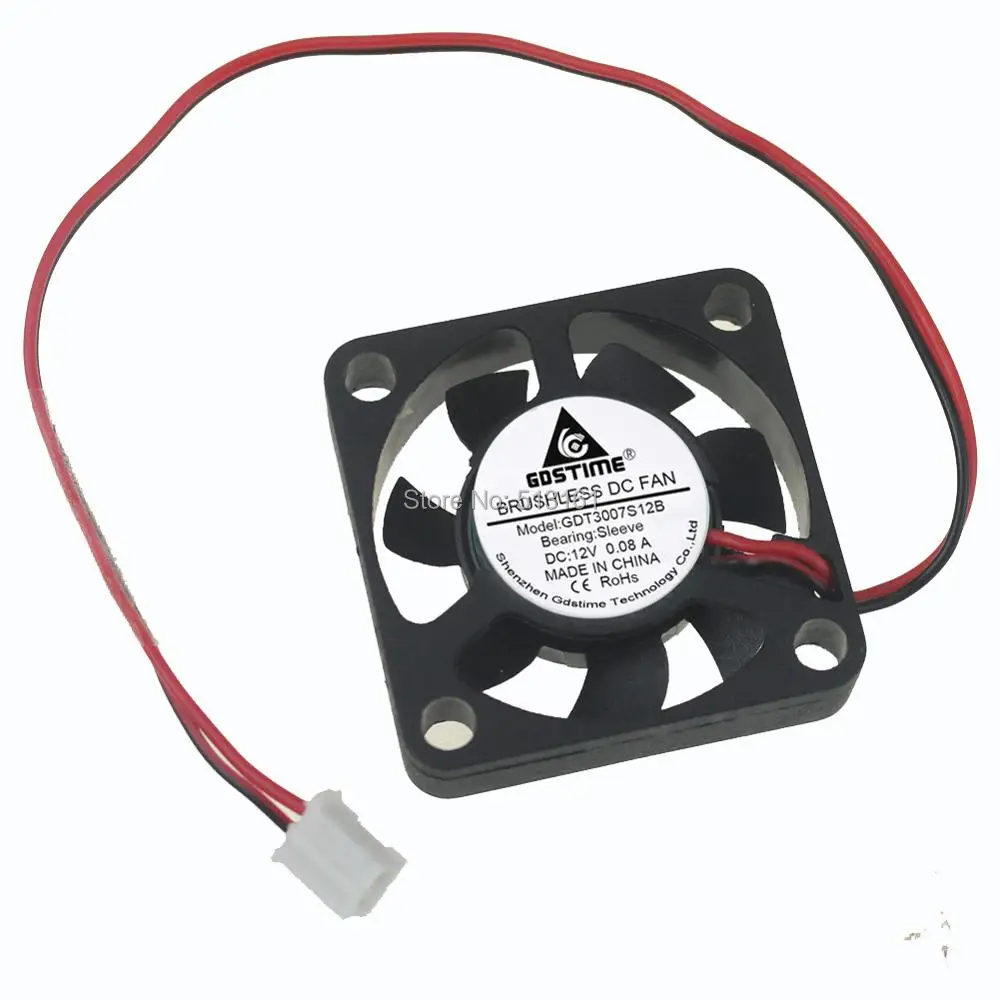 2PCS Gdstime 3007 2Pin 3cm 30*30x7mm 30mm 12V DC Motor Mini Brushless Cooler Cooling Fan