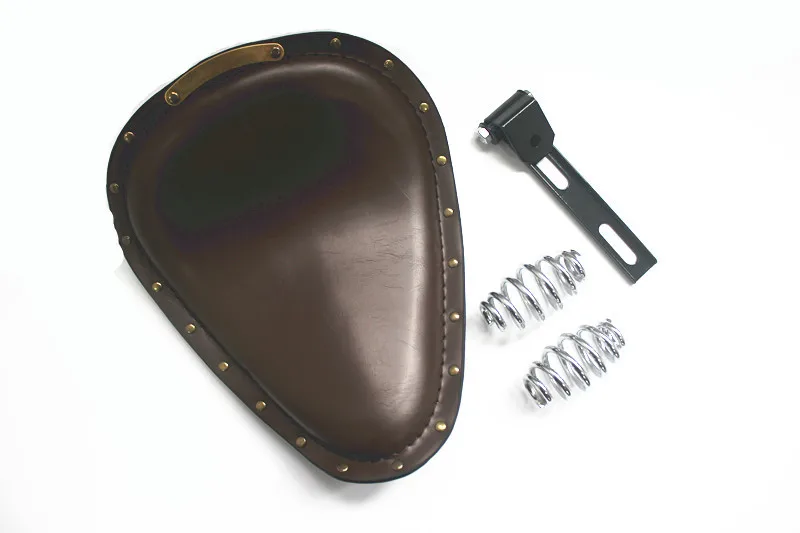 

For Sportster Bobber Chopper for Honda Yamaha Kawasaki Suzuki Brown Leather SOLO Seat Cover + 3" Spring Bracket Mount Kit