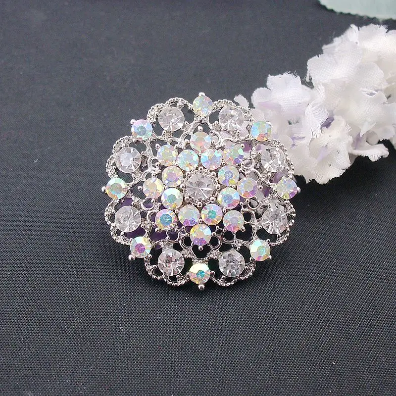 Hot Sale Brooch Fashion AB Crystal Rhinestone Alloy Round Brooch Pins For Wedding Party Women Gifts New Trendy Item No.: BRH3909