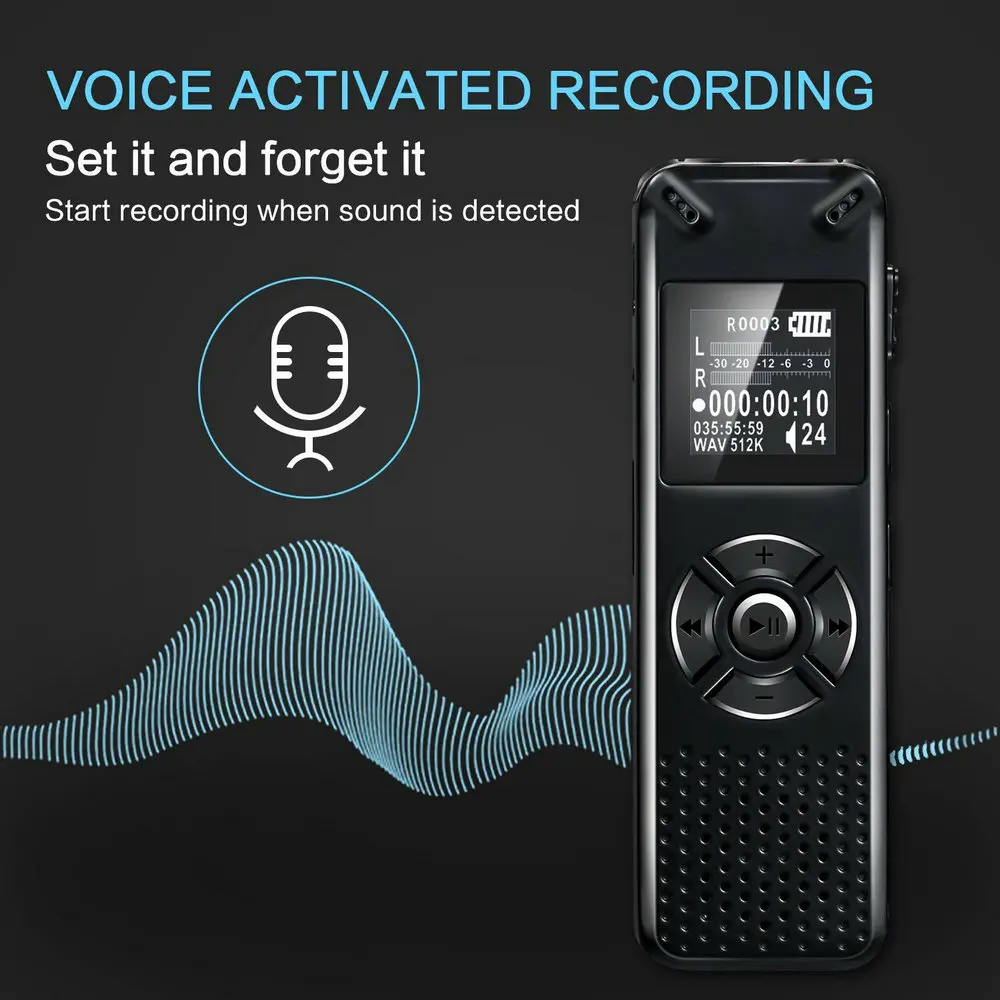 Vandlion Professional Smart Digital Voice Activated Recorder Portable HD Sound Audio Recording Dictaphone MP3 Recorder