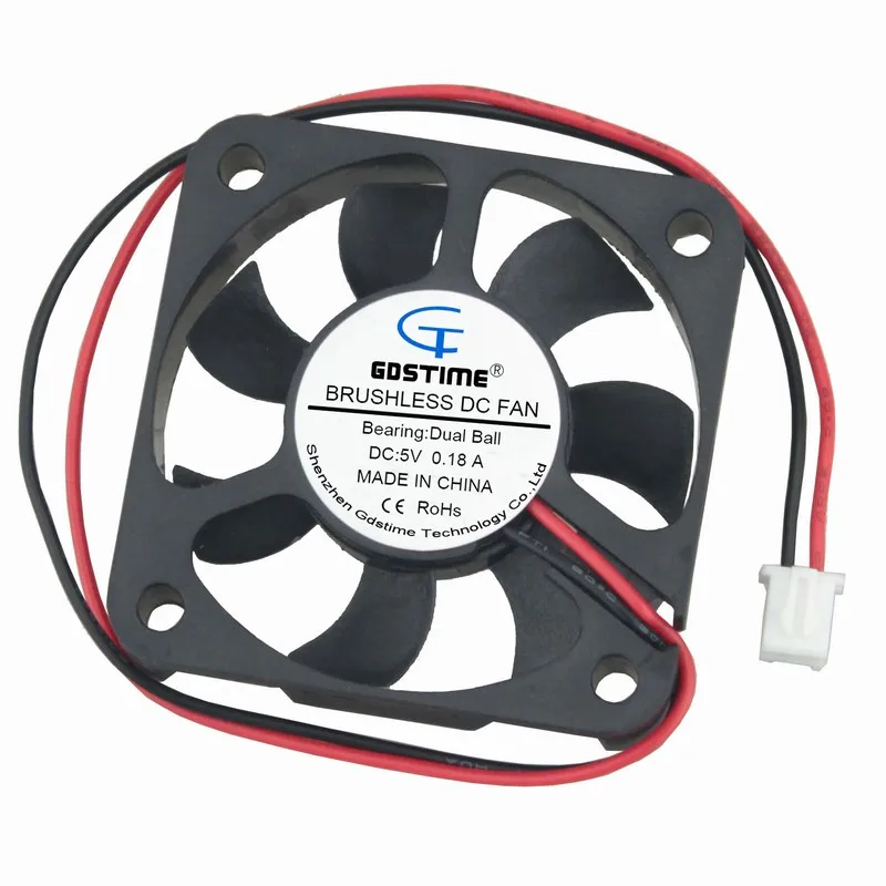 

5 pcs Gdstime 5V Two Ball Bearing 50x50x10mm 5010 DC Brushless Cooling Fan 50mm x 10mm 5cm PC Case Small Radiator 2Pin 5010