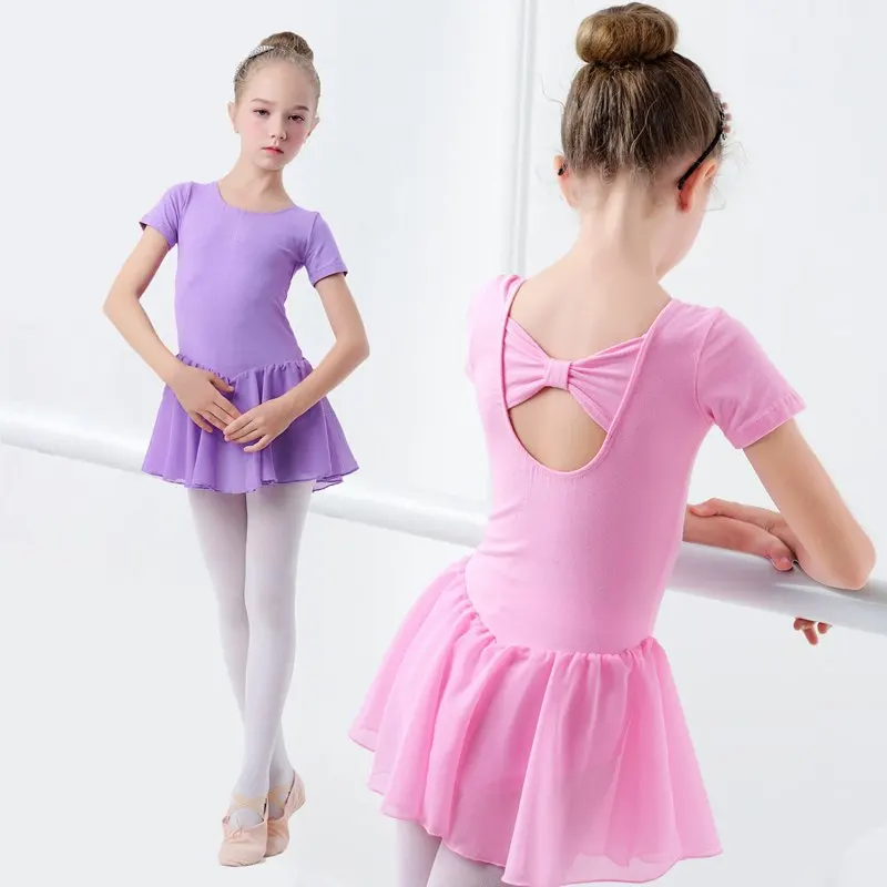 Children Ballet Dress Dance Leotards for Girls Transparent Chiffon Dance Skirts Kids Ballet Clothes Training Dance Bodysuits