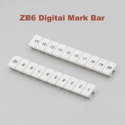 20/50pcs ZB6 Digital marker strip Din Rail Terminal Blocks UK5N UDK4 UKK5 UK5-TWIN bornier Mark bar morsettiera terminals label