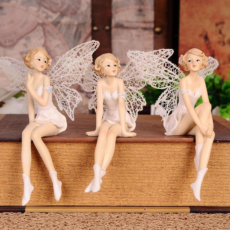 

Pastoral Resin Cute Angel Figurines Decoration Home Livingroom Flower Fairy Crafts Ornaments Office Coffee Desktop Furnishings