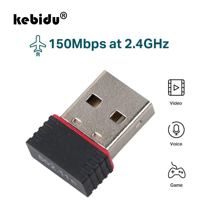 Kebidu Mini Adattatore USB Wifi 802.11n 150Mbps Antenna Ricevitore Wireless USB Dongle Scheda di Rete Esterno Wi-Fi Per Il Computer Portatile Desktop