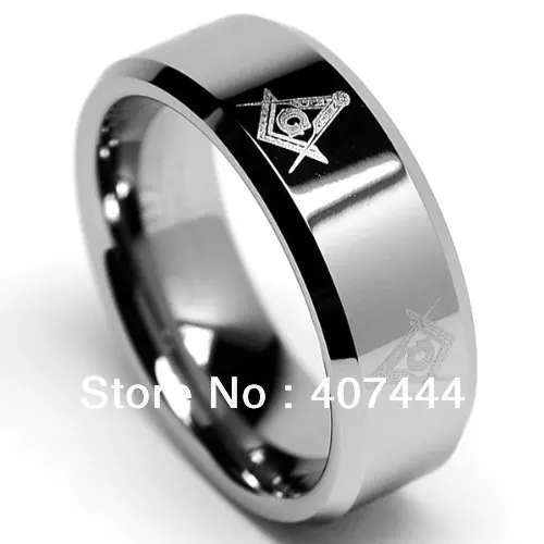 

Free Shipping E&CTUNGSTEN 8MM FREEMASON MASONIC Tungsten Carbide Ring Men's Bands Sizes 5 to 14