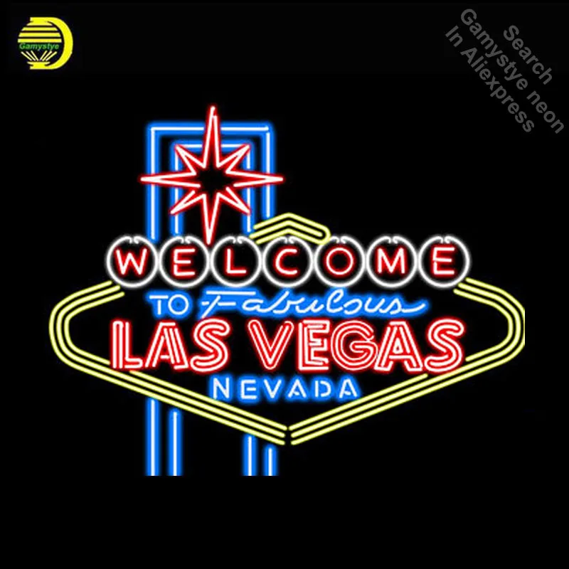 

NEON SIGN for Las Vegas Nevada GLASS Tube Welcome to Fabulous Aesthetic Room Decor Sign Pub Signs Neon Light Lamp Beer Bar Lamp