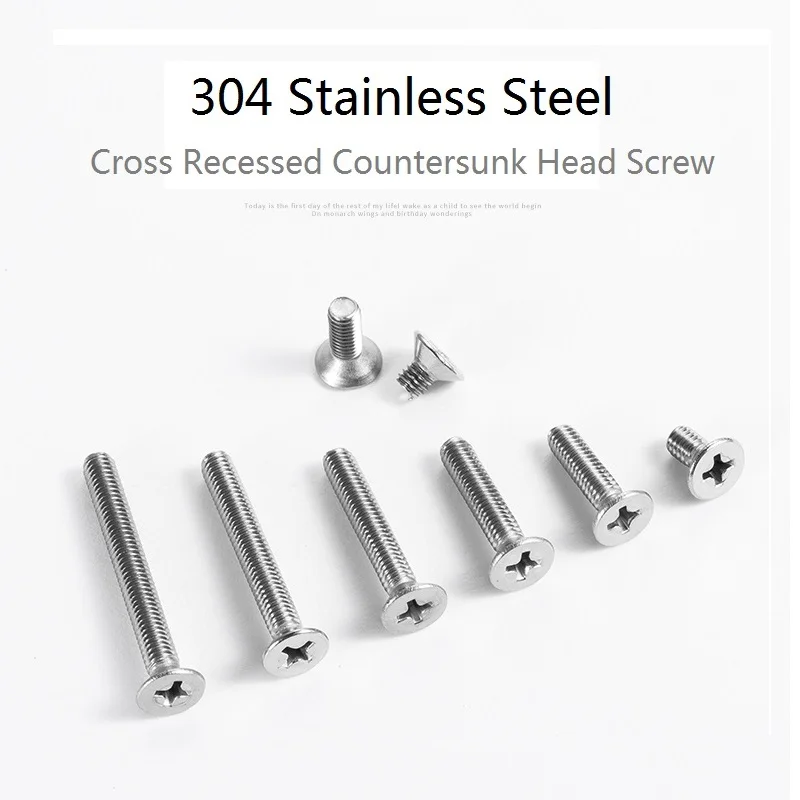 M3 304 Stainless Steel Cross Recessed Countersunk Head Screws M3*4 8 10 12 20 22 30 40 50mm GB819 Phillips Flat Head Screws