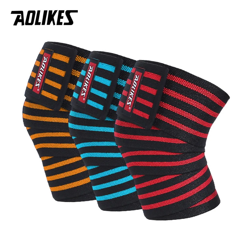 AOLIKES 1 sztuk 180*8CM Fitness podnoszenie ciężarów noga kolana paski kompresyjne okłady bandażi elastycznych podnoszenie ciężarów przysiadów szkolenia
