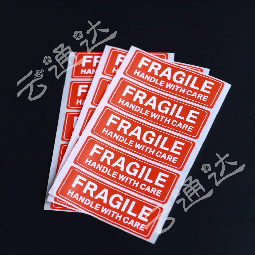 wholesale 500 PCS/many fragile handle with care 76 x25mm self-adhesive shipping label stickers warning label sticker free shippi