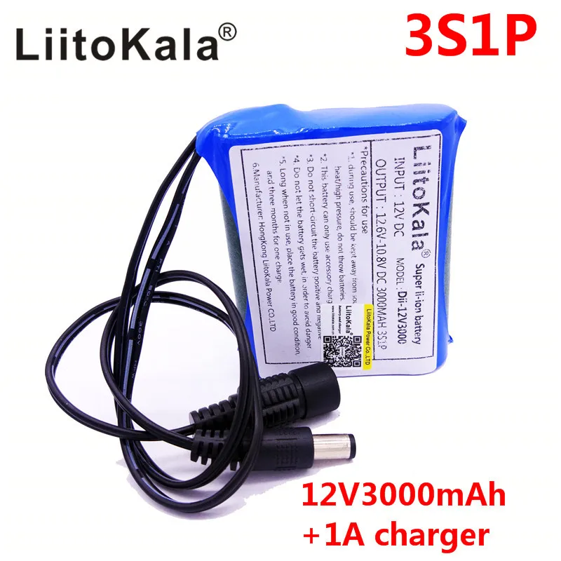 HK LiitoKala Dii-12V3000 DC 12V 3000mAh 18650 li-lon DC12V Super akumulator P + ue ładowarka AC