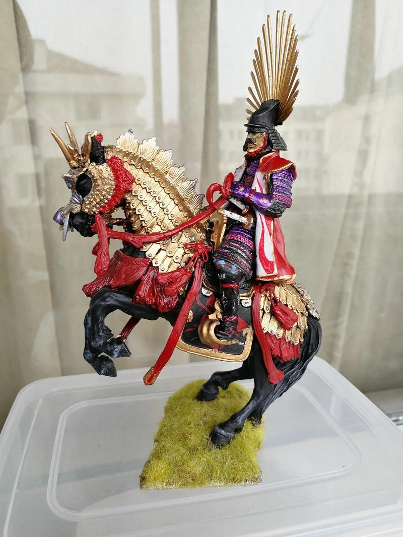 Japan History Toyotomi Hideyoshi Tin Metal Sengoku Samurai Generals Figurines Model Home Desktop Decoration DIY Gifts 1/24