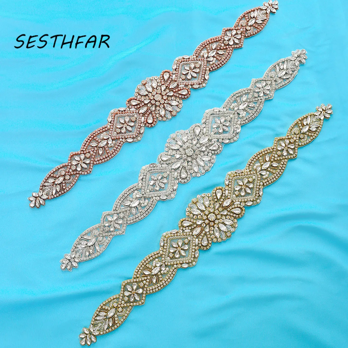 Strass Appliques Dünne Braut Gürtel Hand Perlen Kristall Hochzeit Gürtel Für Braut Gürtel F187