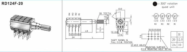 Innovative PCWORK 4.1 soundworks FPS1000 speaker original ALPHA potentiometer A10K*4 A10Kx4 A10k handle 20mm switch