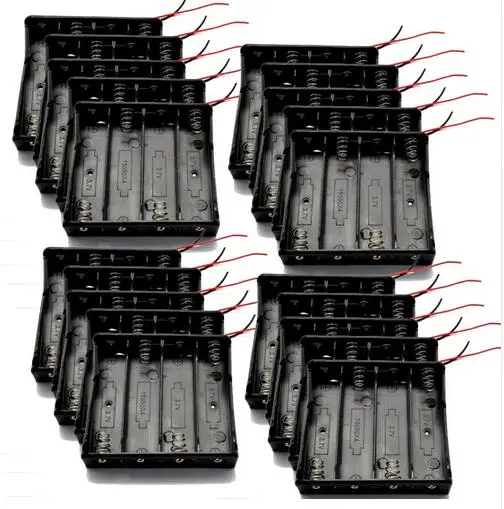 

15pcs/lot MasterFire High Quality Black Plastic Battery Storage Case Cover 4 x 18650 Batteries Holder Box With 6 Wire Leads