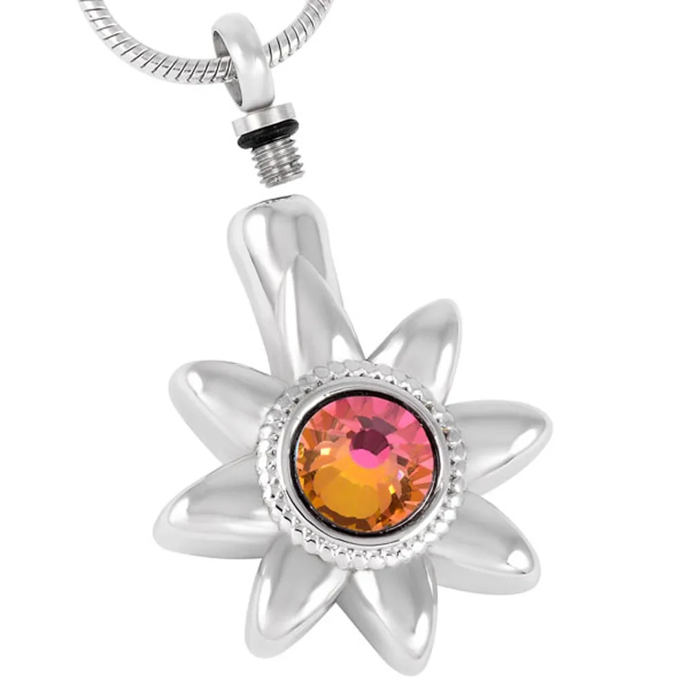 MJD8097 Sunflower Shiny Rainbow Cremation Pendant Jewelry Memorial Necklace  (pendant only