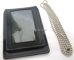 US Military Tactical Neck Badge ID Credit Card Pen Holder Leather Pouch