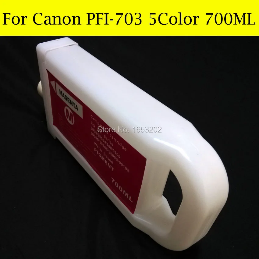 5 Color/Lot PFI-703 Refillable Ink Cartridge For Canon iPF810/815/820/825 Printer Without Chip