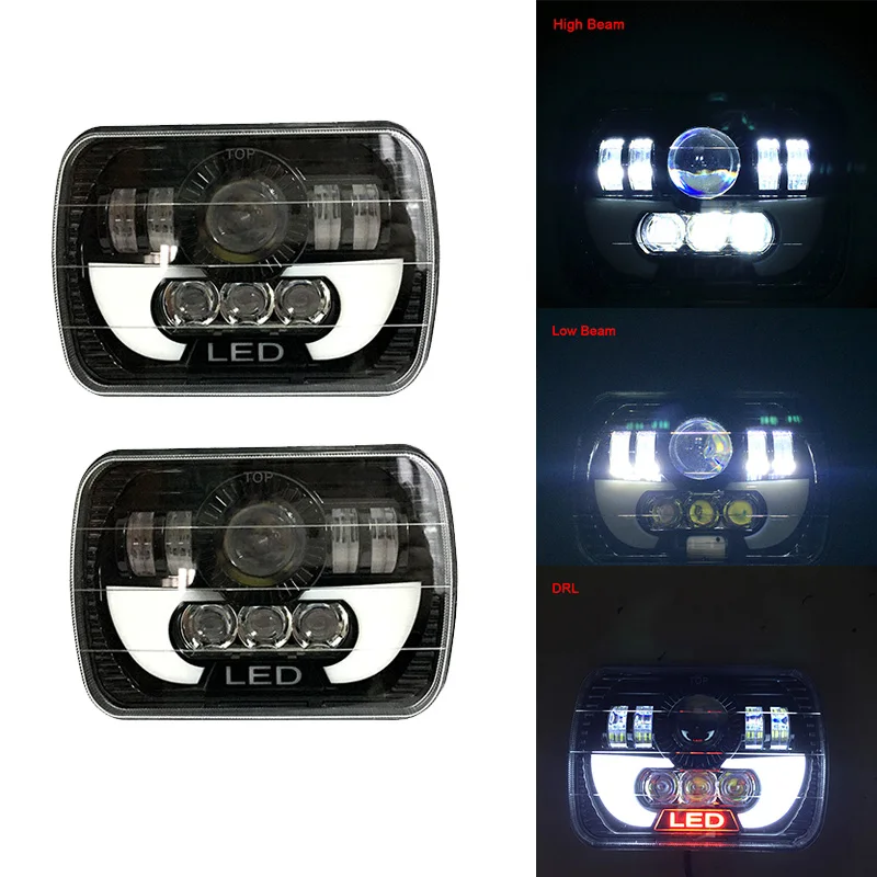 

FADUIES Pair 5x7 inch led headlight with DRL 7 inch 55W headlamp Replacements For GMC TOYOTA TJ JK truck FLD 50 60 70 80