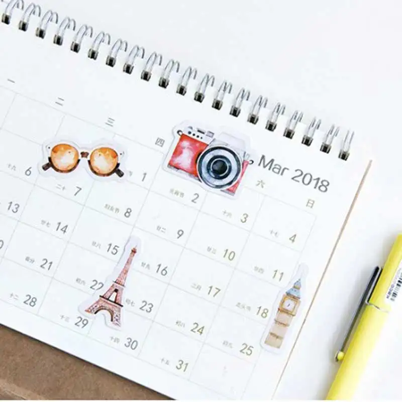 46 Pcs/box Traveling Alone Stickers Kawaii Decoration Diary Album Adhesive Paper Sticker Planner Scrapbooking Sticker Stationery