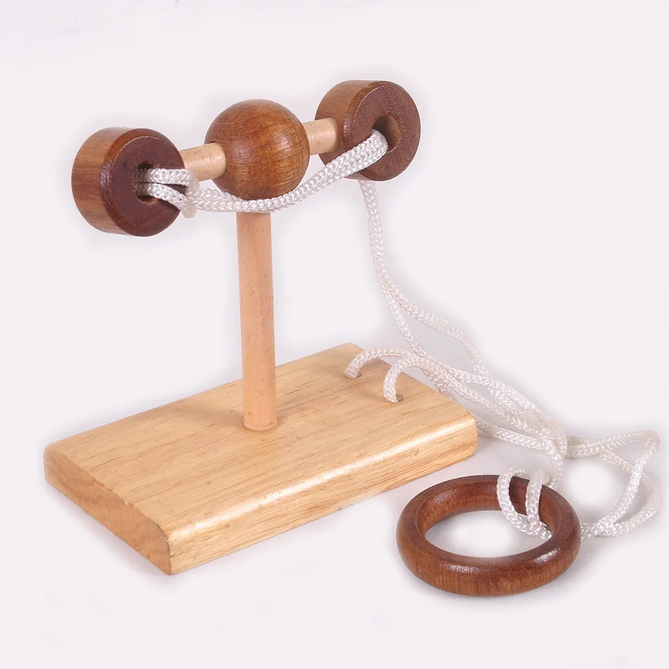 Classic Wooden Rope Puzzle Loop Brain Teaser Game Toys for Adults Children