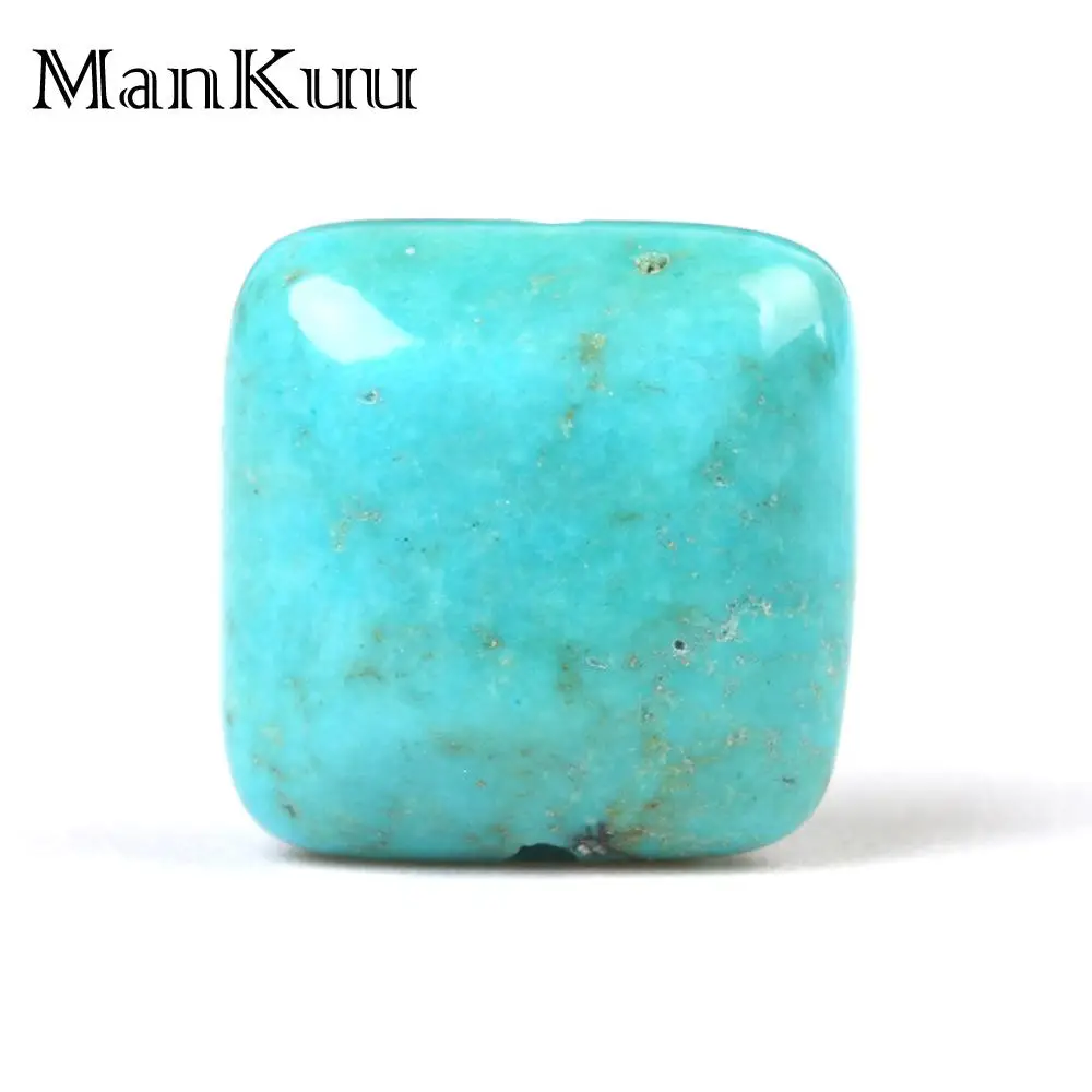 Mankuu 12mm Flat Square Turquoises Beads BlueTurquoises Stone Beads For Jewelry Making Wholesale Loose Beads 20pcs/Lot