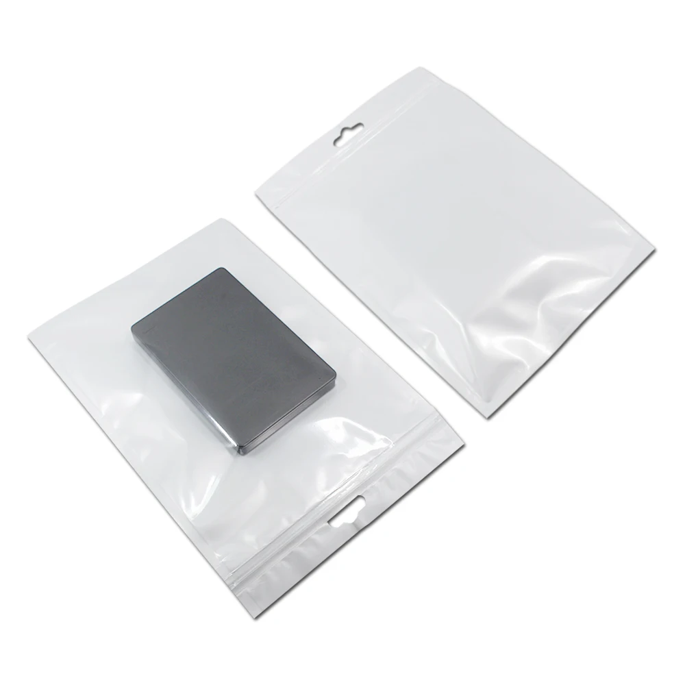 Wholesale 18*26cm White/Clear Self Seal Zipper Plastic Packing OPP Poly Bag For Event Ziplock Zip Lock Bag Package W/ Hang Hole