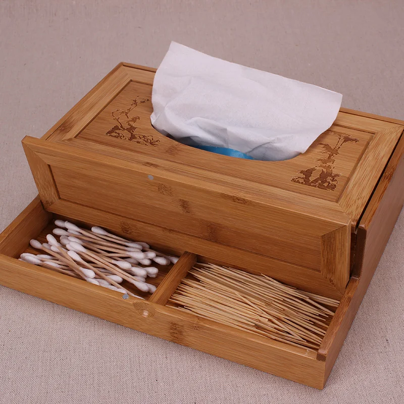 Sample Modern Style Bamboo Tissue Box For Home Use Family Restaurant Coffee Shop Office Durable High Quality Tissue Continer