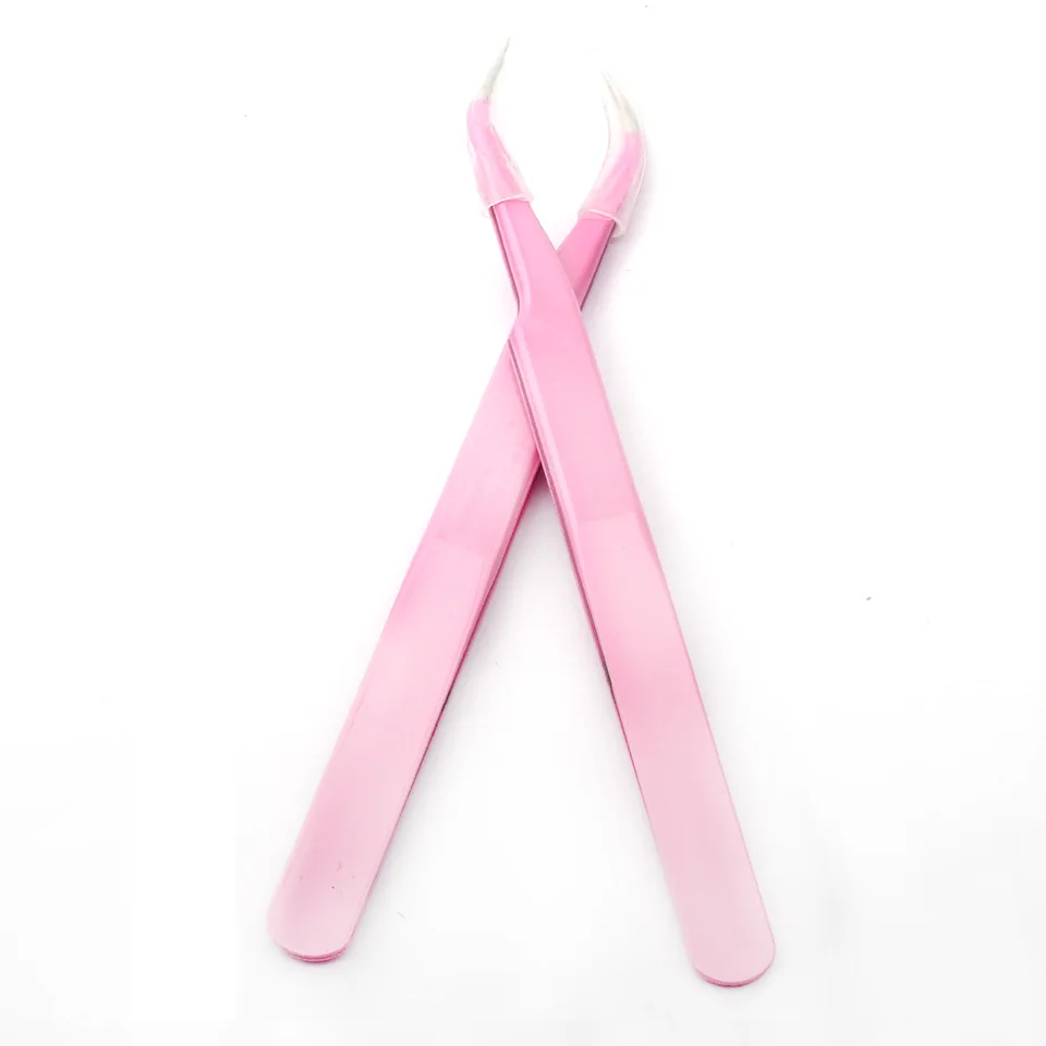 Pinzette per ciglia Pinzette per estensione ciglia curve rosa in acciaio inossidabile Pinzette per ciglia volume di alta qualità Strumenti per il trucco