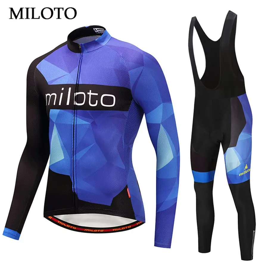 

Miloto Blue T-Shirt Long Sleeve Cycling Jersey Men cycling clothing maillot ciclismo roupa ciclismo Pad Bib Pants Cycling set