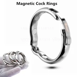 Metal Cock Ring Glans Ring Adjustable 5 Size Magnetic Sheath Compound Male Circumcision Ring V Type Penis Ring Sex Toys for Men