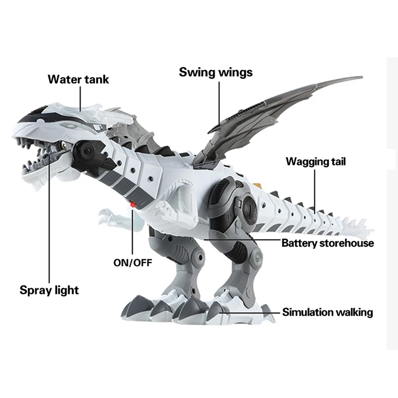 Simulation Fire Mechanical Dinoasur Water Spray Cool Light Electric Children Entertainment Puzzle Model Game Toys for Boys Gifts