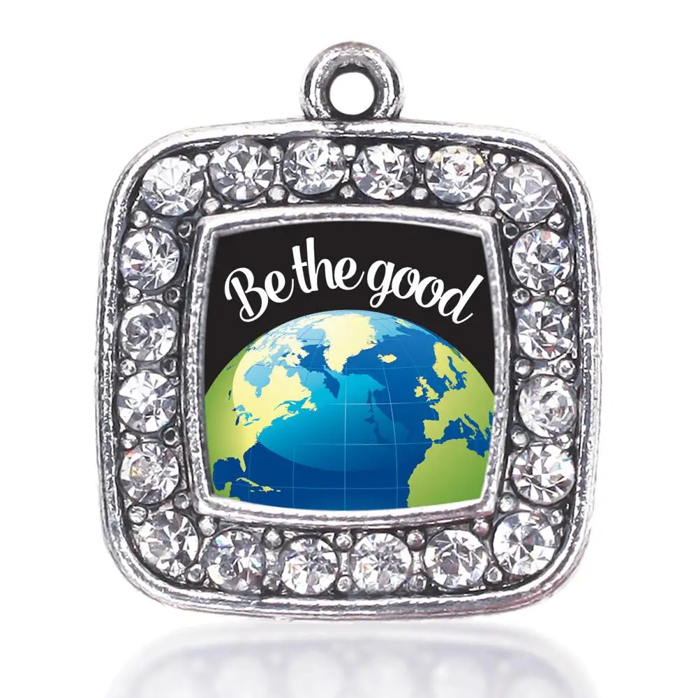 BE THE GOOD SQUARE CHARM ANTIQUE SILVER PLATED JEWELRY