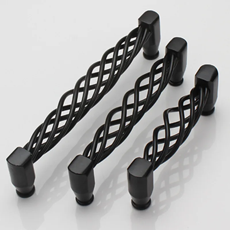 Hollow out Cage black furniture handle Cupboard Dresser cabinet drawer Pull birdcage handle Single Knob / Hole CC 96/128/160mm