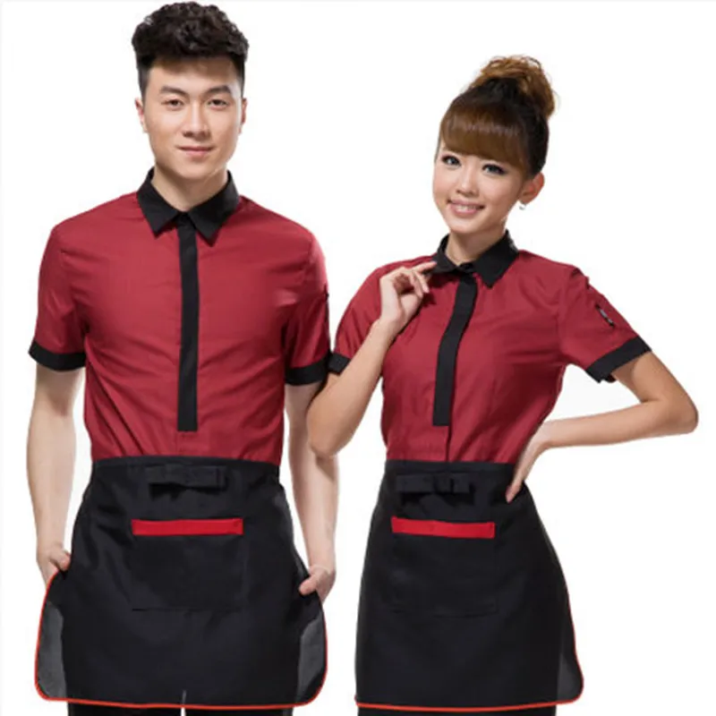 Fantasia de limpeza para homens e mulheres, uniforme de verão, manga curta, para restaurante e limpeza de pisos