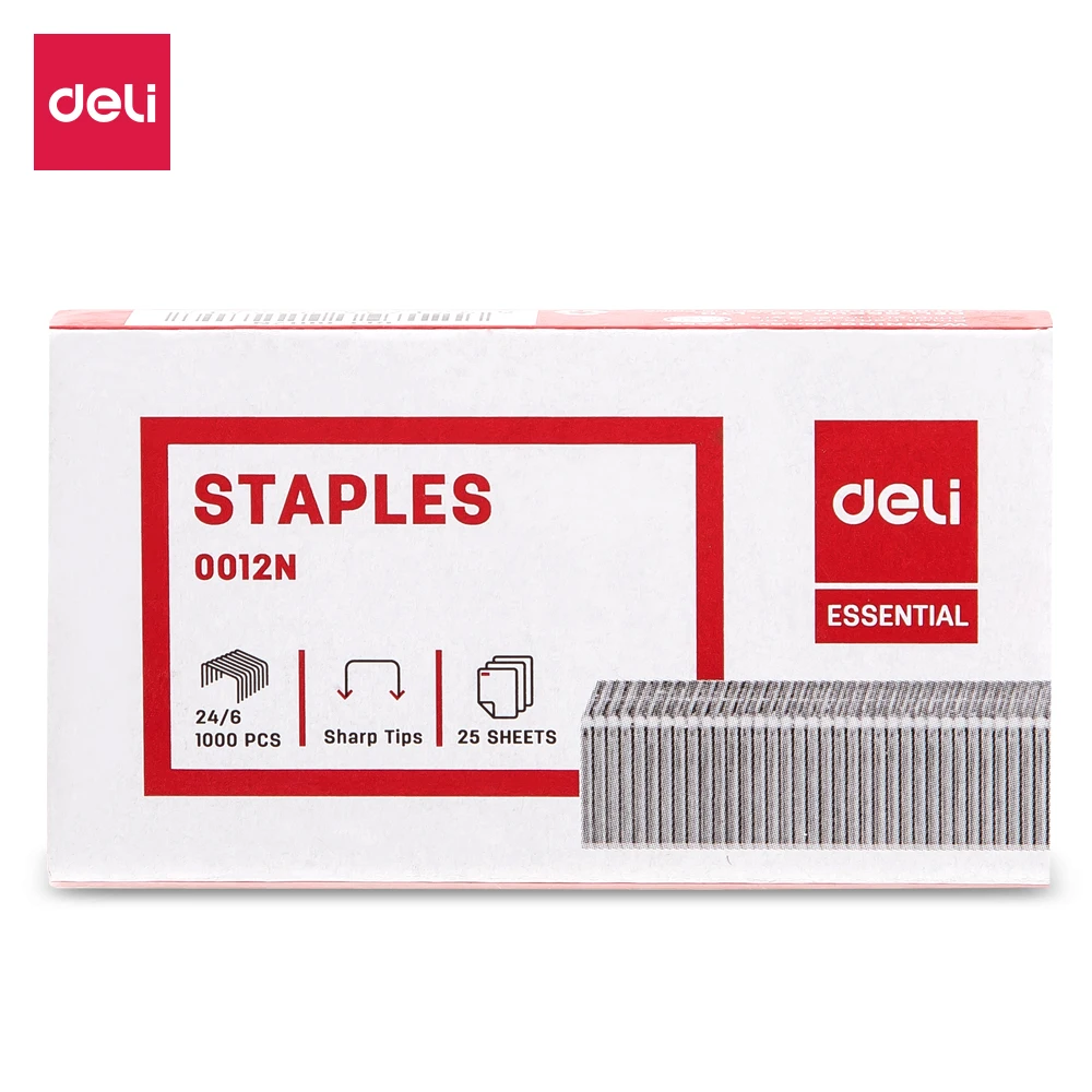 Deli E 0012N Staples 24/6  4BOX/LOT Zinc plated wire iron material 1000 pcs per box